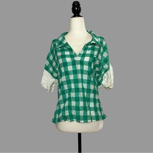 💛 S 💛 NWT Anthro Top Gingham Checkered Tie Back Picnic Beach​